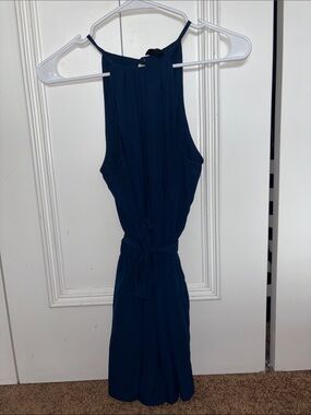 BeBop Navy Halter Dress with Waist Tie